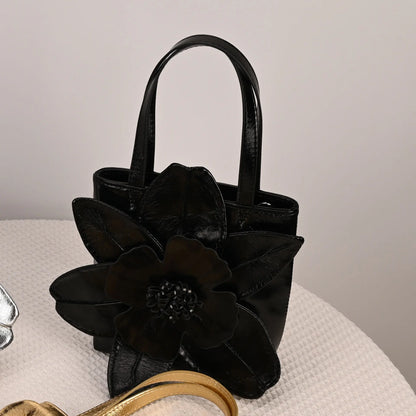 3D Floral PU Leather Bucket Handbag