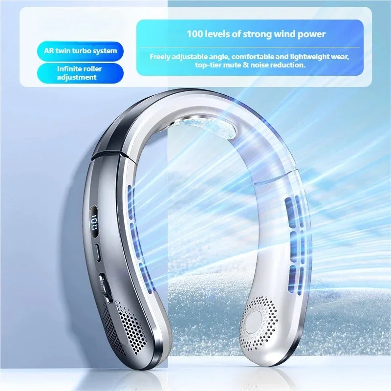 Portable Bladeless Neck Fan with LED Display