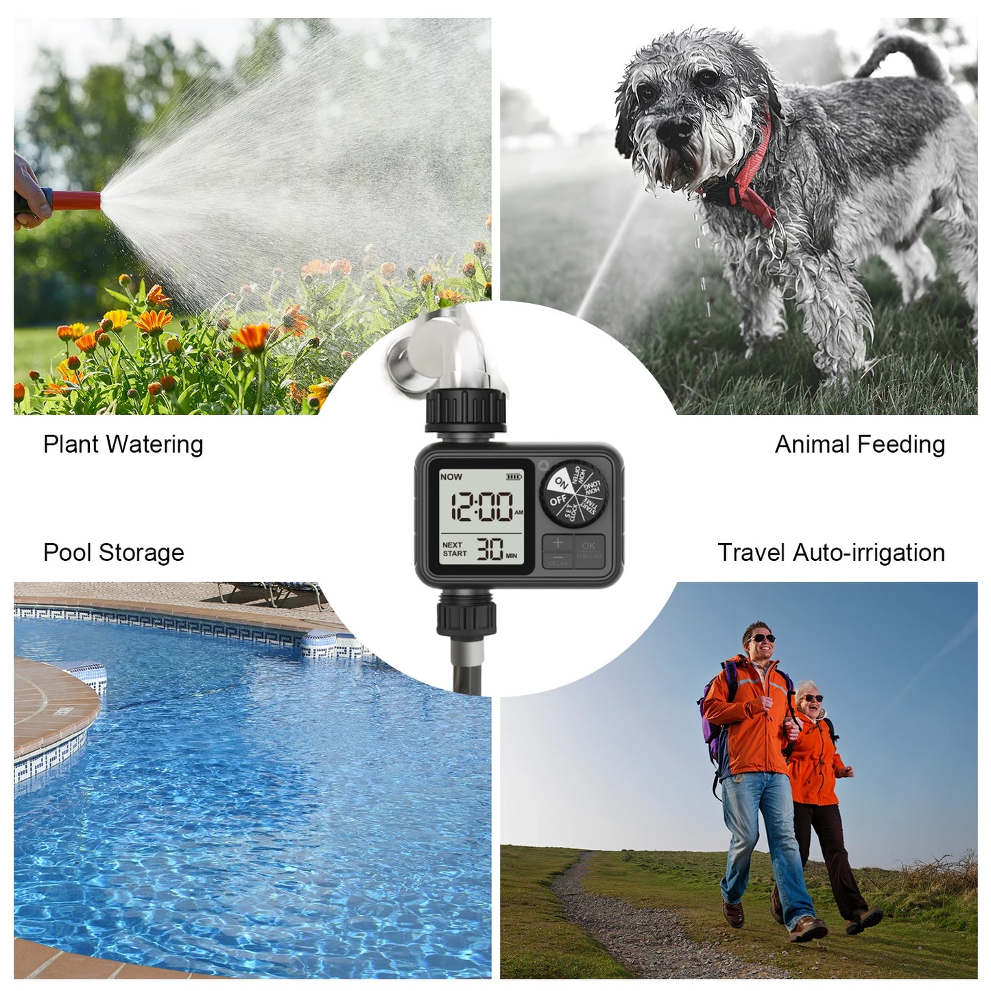 Programmable Automatic Irrigation Timer for Garden Hoses
