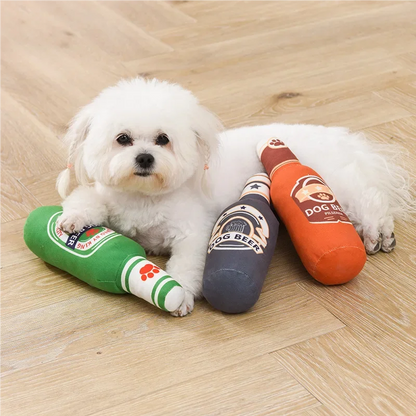 Beer Bottle Plush Squeaky Dog & Cat Toy