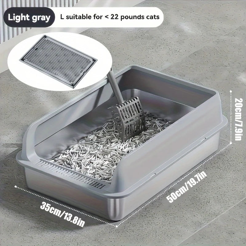 Extra Large Stainless Steel Cat Litter Box with Lid