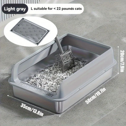 Extra Large Stainless Steel Cat Litter Box with Lid