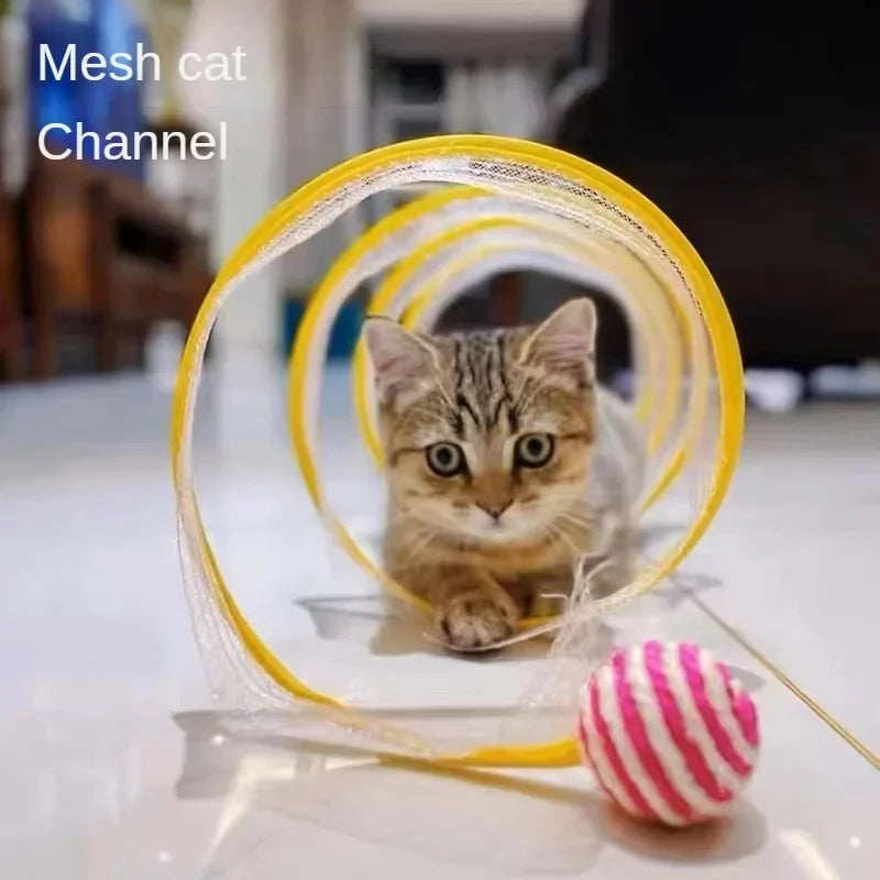 S Shape Foldable Cat Tunnel with Crinkle Balls