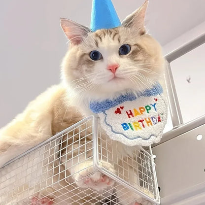 Pet Birthday Hat & Bandana Set for Dogs & Cats