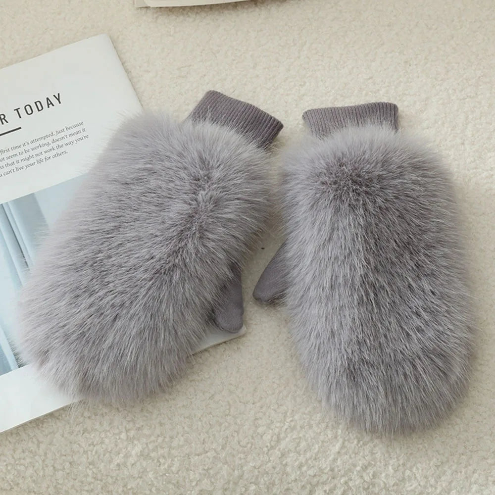 Women’s Rabbit Fur Style Winter Gloves