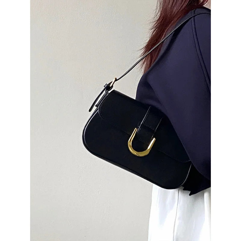 Vintage Horseshoe Buckle Crossbody Shoulder Bag