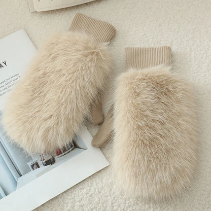 Women’s Rabbit Fur Style Winter Gloves
