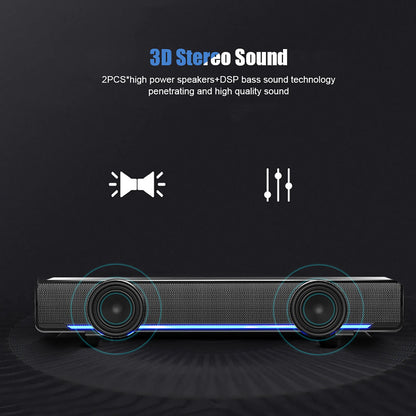 USB Wired Stereo Soundbar Speaker