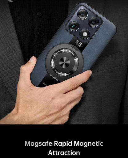Luxury Magnetic Leather Phone Case with Rotating Ring Stand
