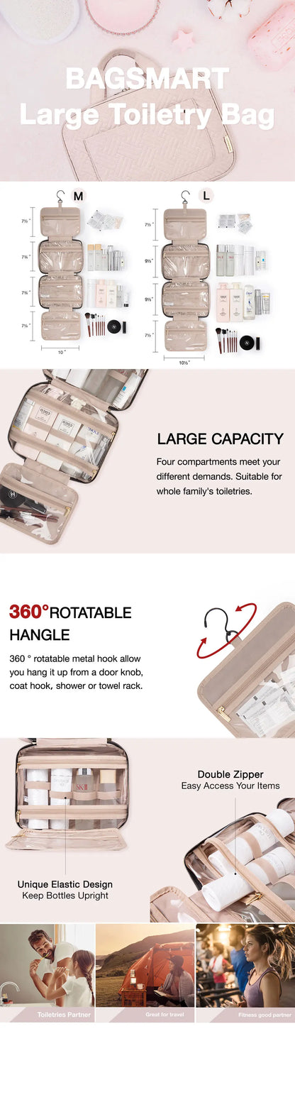 Makeup Cosmetic Bag with Hanging Hook Water-resistant