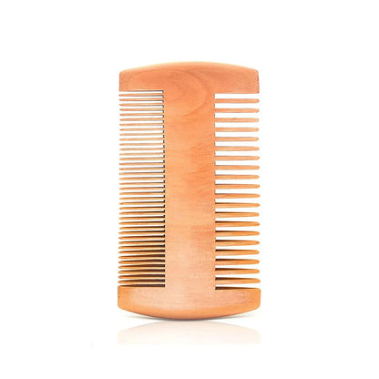 Wood Beard & Hair Comb with Leather Case