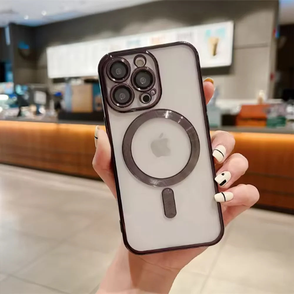 Magnetic Clear Case for iPhone with Lens Protector & Wireless Charging