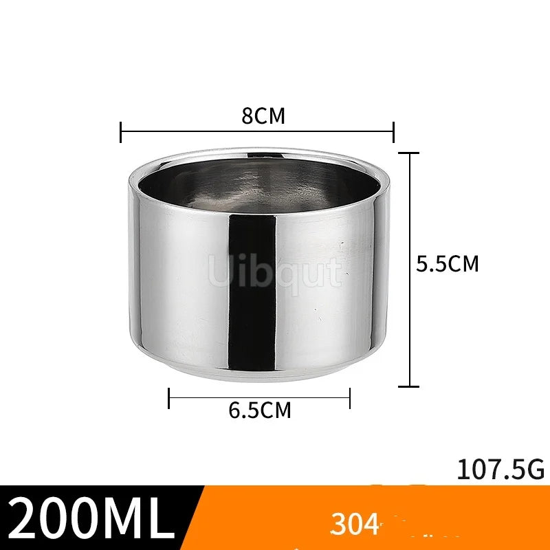 Double Wall Stainless Steel Coffee Cup Set with Spoon & Saucer