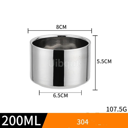 Double Wall Stainless Steel Coffee Cup Set with Spoon & Saucer