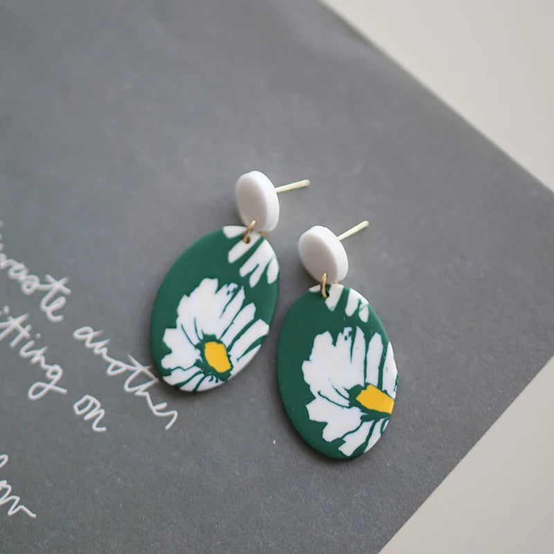 Flower Abstract Art Deco Pattern Earrings