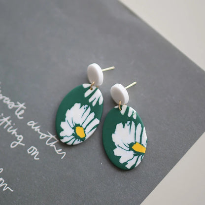 Flower Abstract Art Deco Pattern Earrings