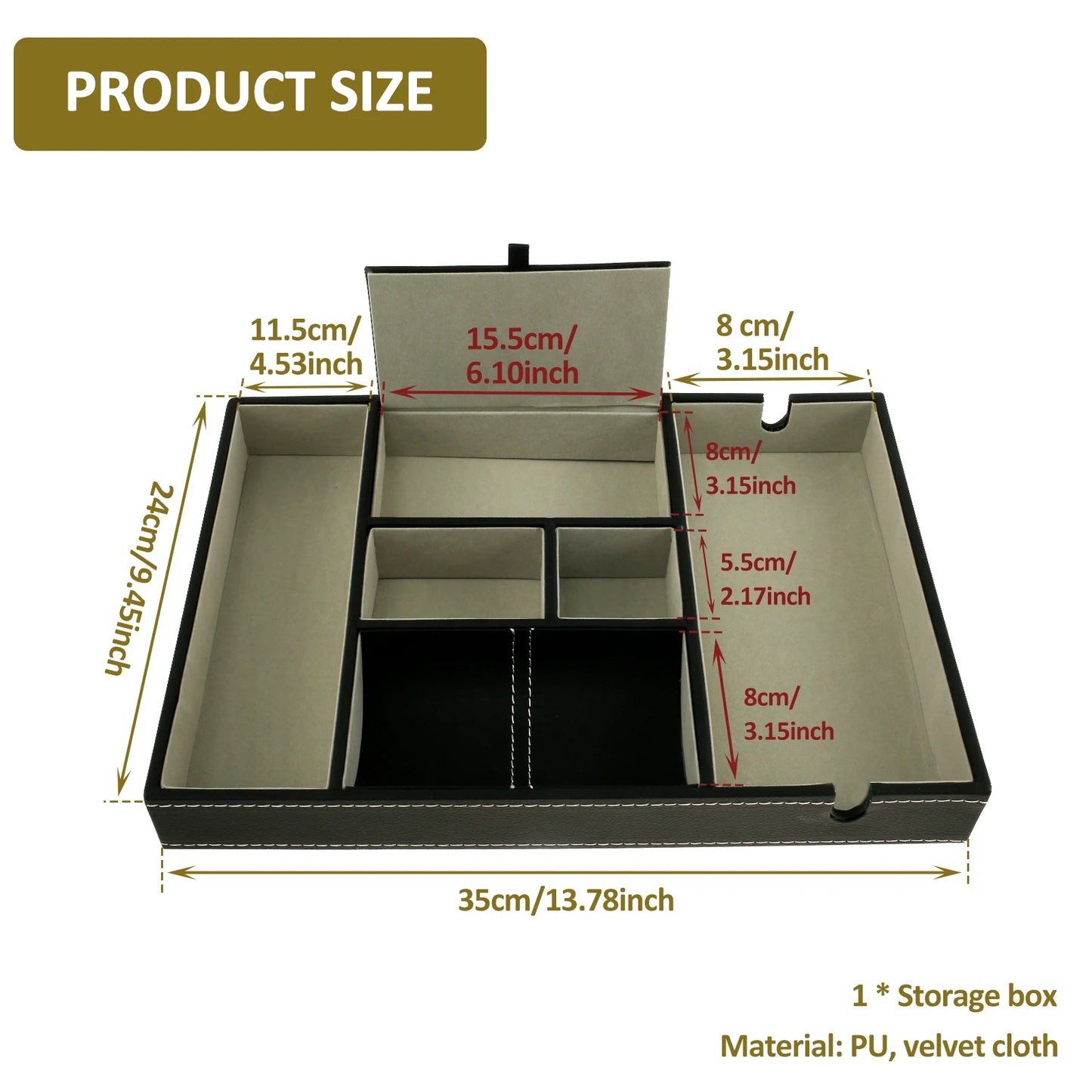 PU Desktop Organizer Valet Tray with Compartments