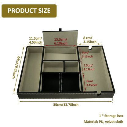 PU Desktop Organizer Valet Tray with Compartments