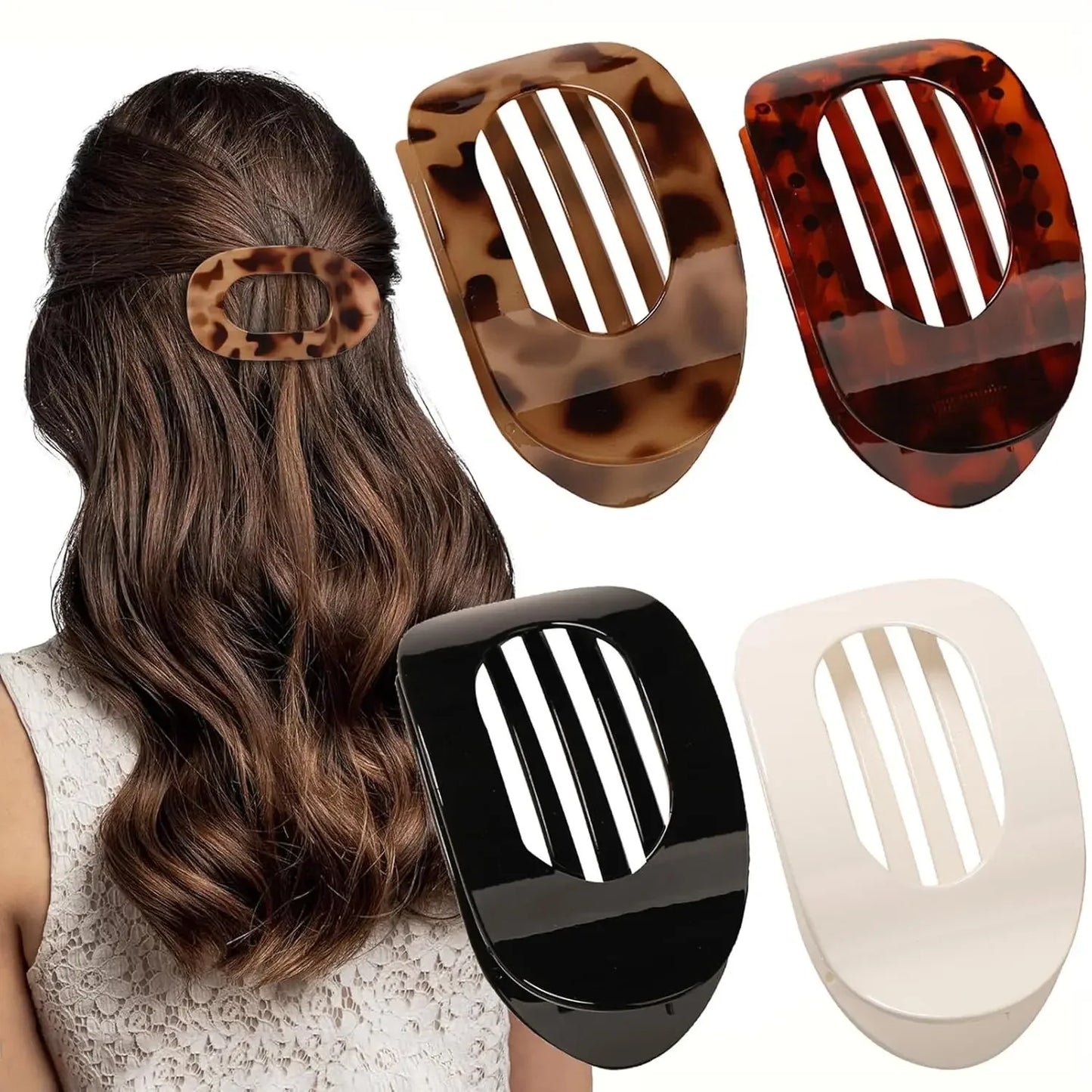Oval Leopard Hair Claw Clip