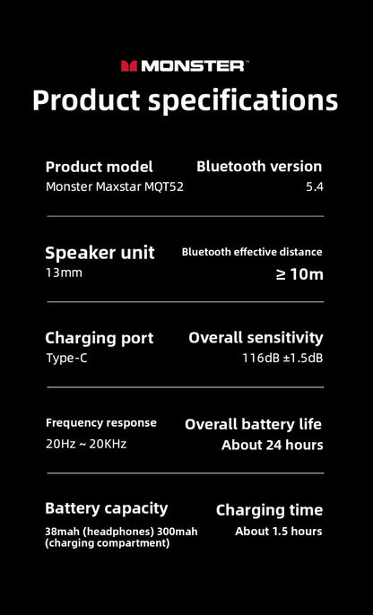Monster MQT52 Wireless Earbuds