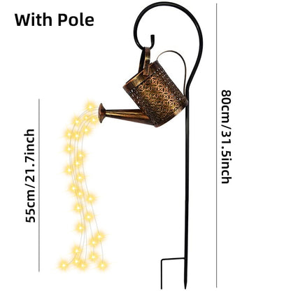 Solar watering can hanging waterfall lamp