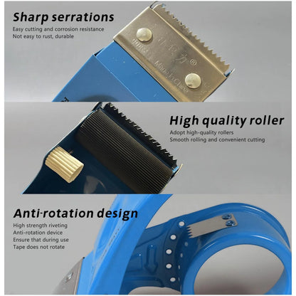 Heavy-Duty Packaging Tape Dispenser with Metal Cutter