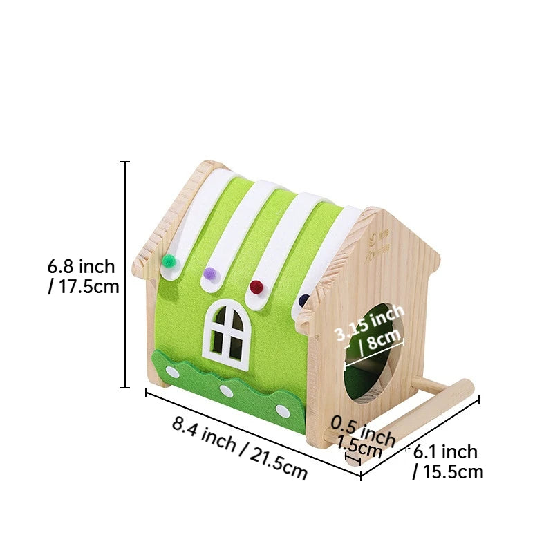 Wooden Bird Nest Box for Parakeets & Small Parrots