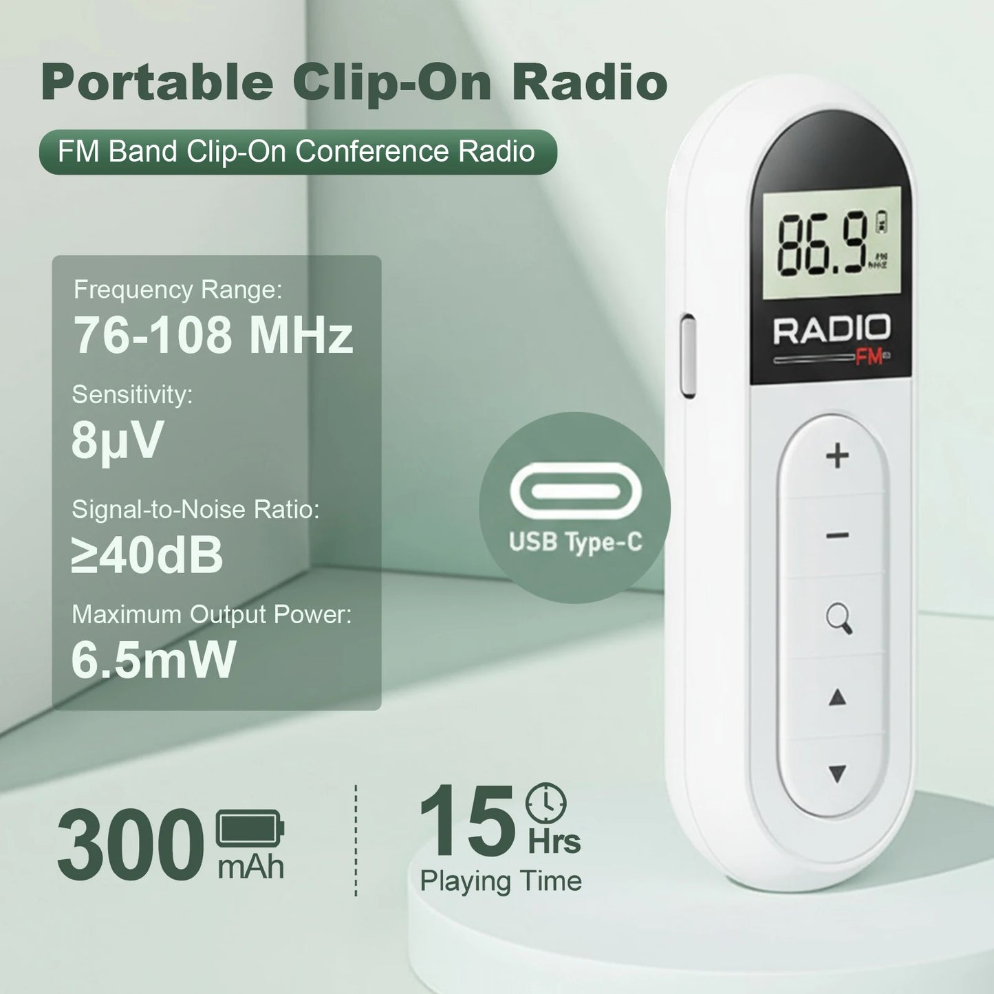 Portable Digital FM Pocket Radio with LCD Display