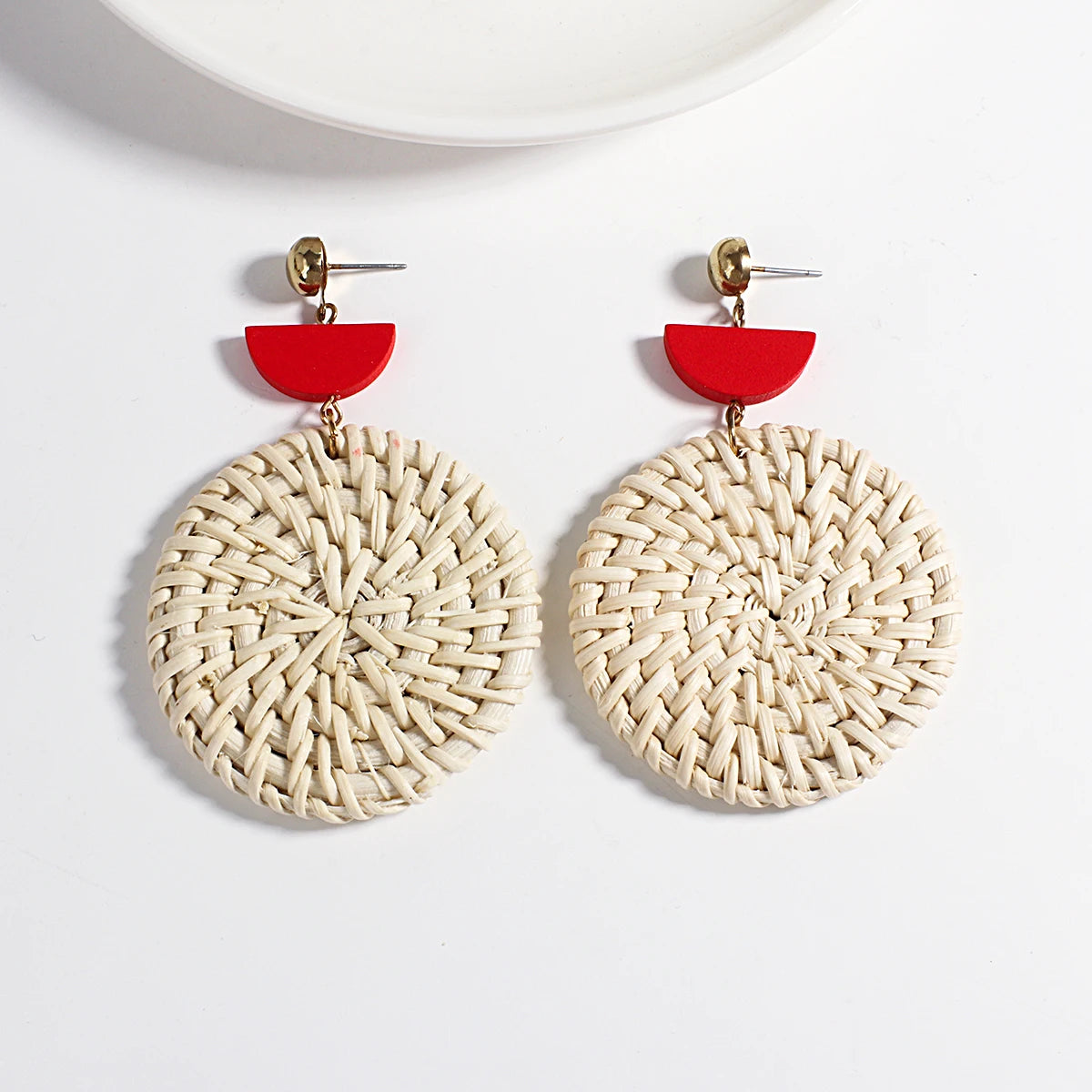 AENSOA Boho Handmade Geometric Wooden Drop Earrings
