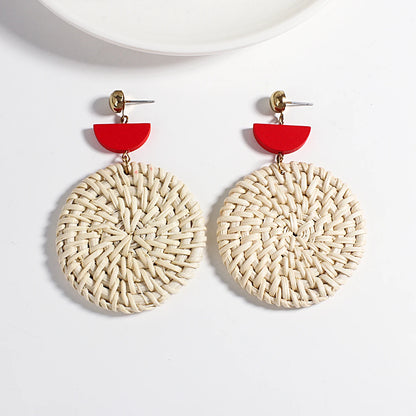 AENSOA Boho Handmade Geometric Wooden Drop Earrings