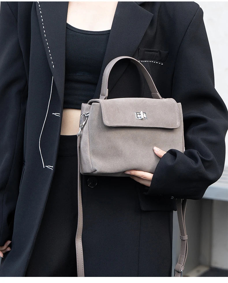Women’s Suede Leather Flap Shoulder & Crossbody Bag