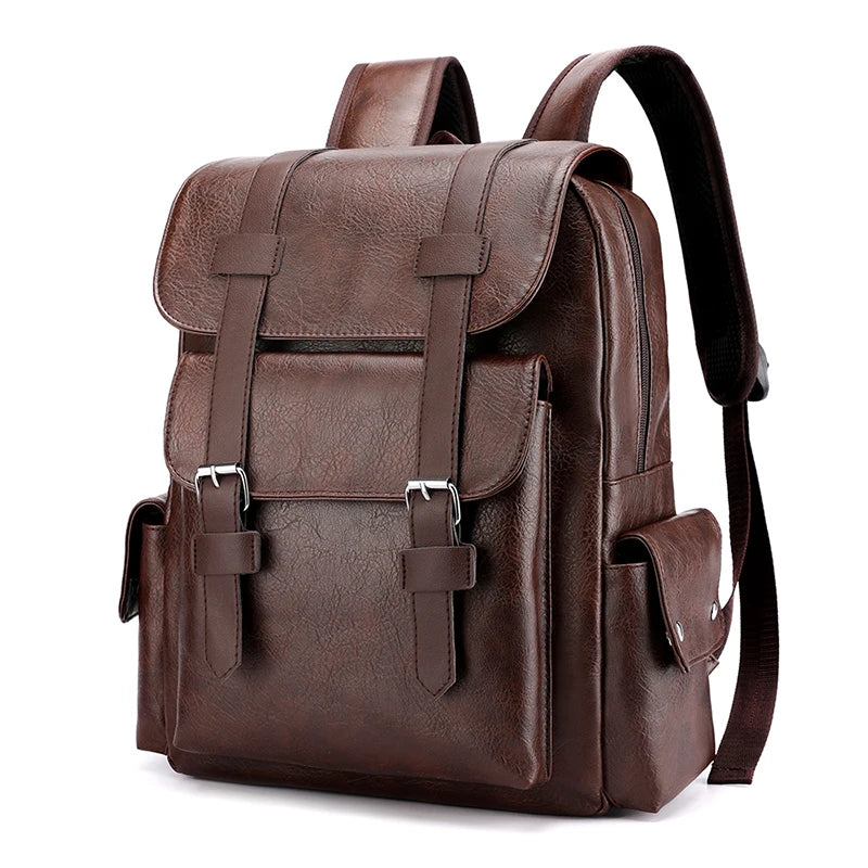 Men’s PU Leather Laptop Backpack