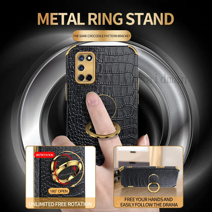 Crocodile Texture Ring Stand Phone Case