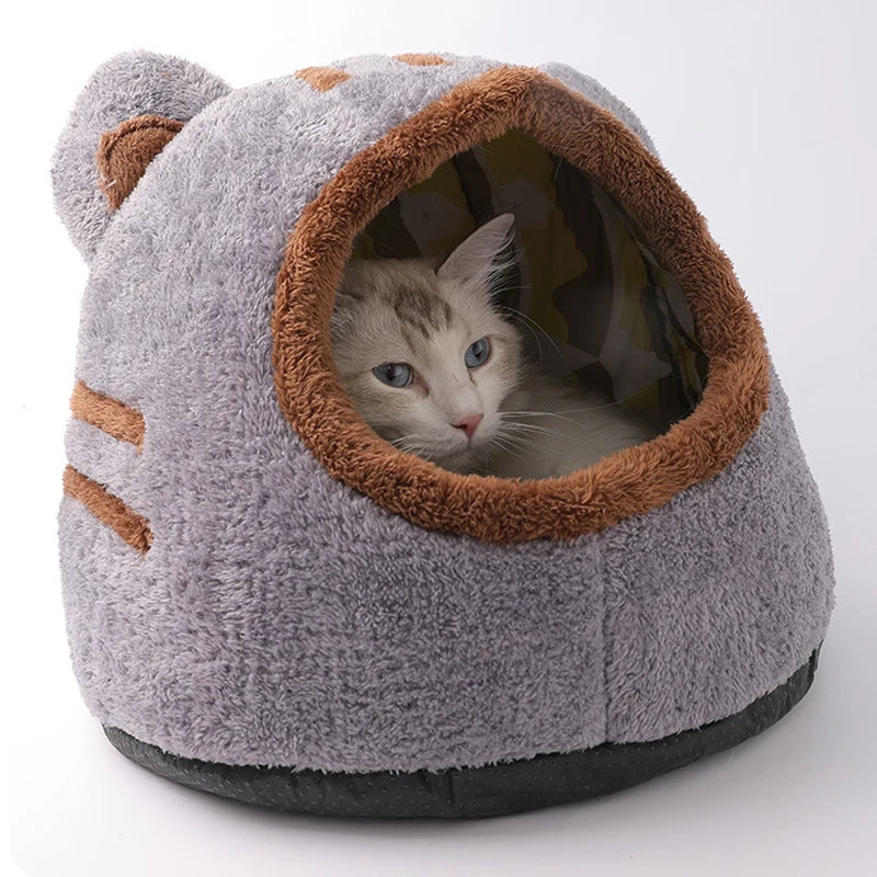 Bear Head Plush Pet Cave Bed