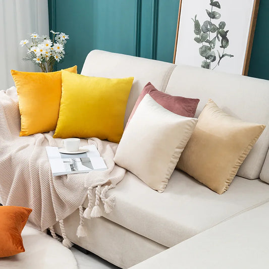 Solid Color Velvet Cushion Cover