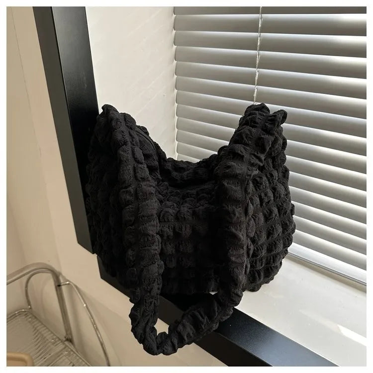 Pleated Quilted Crossbody Shoulder Bag