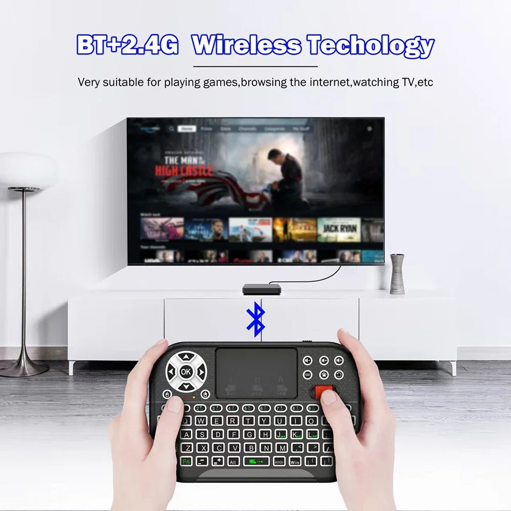 Dual-Mode Bluetooth & 2.4G Mini Keyboard with Touchpad and Scroll Wheel
