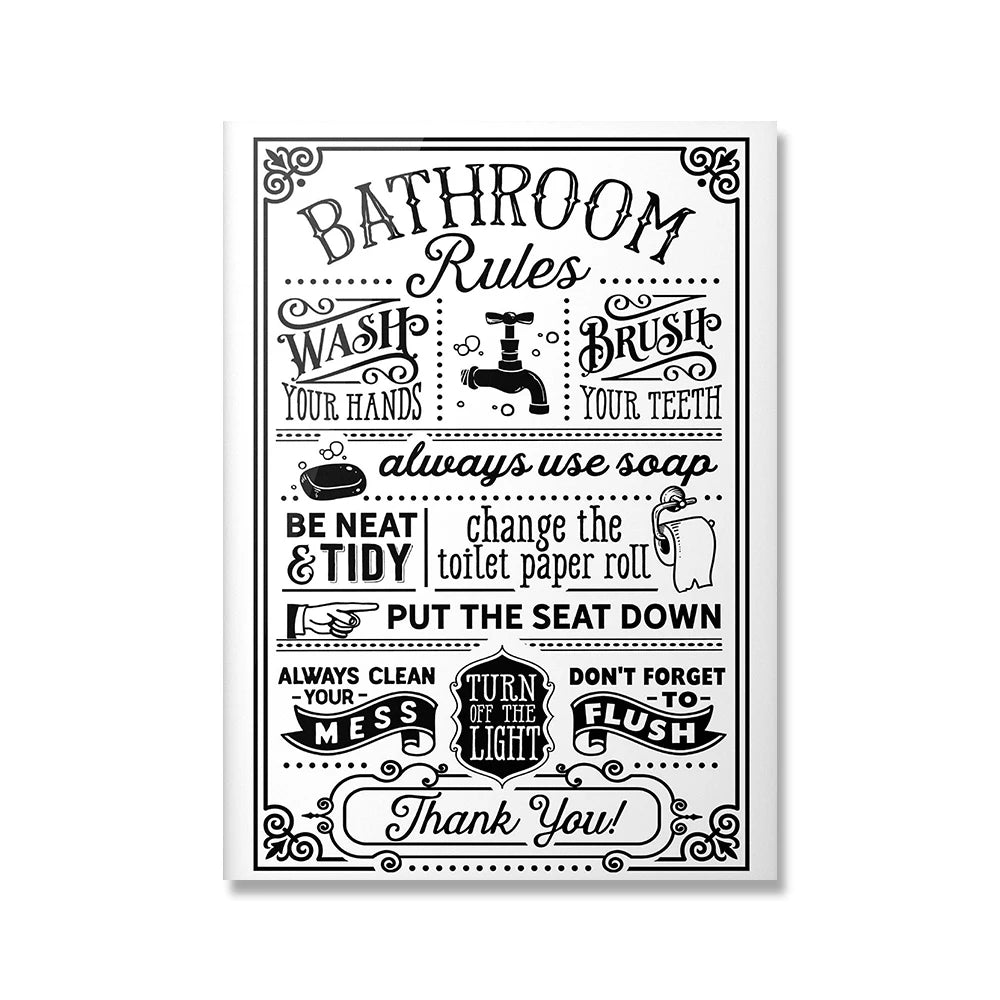 Funny Bathroom Rules Canvas Poster