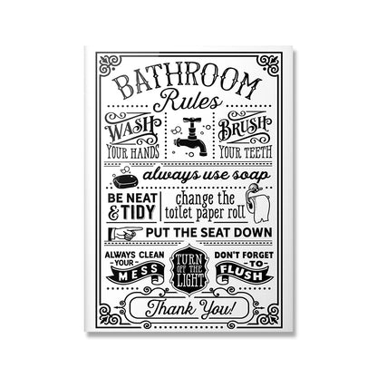 Funny Bathroom Rules Canvas Poster