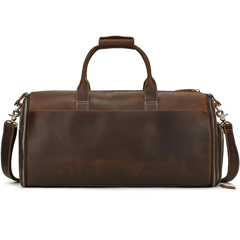 Crazy Horse Leather Travel Bag for Suits