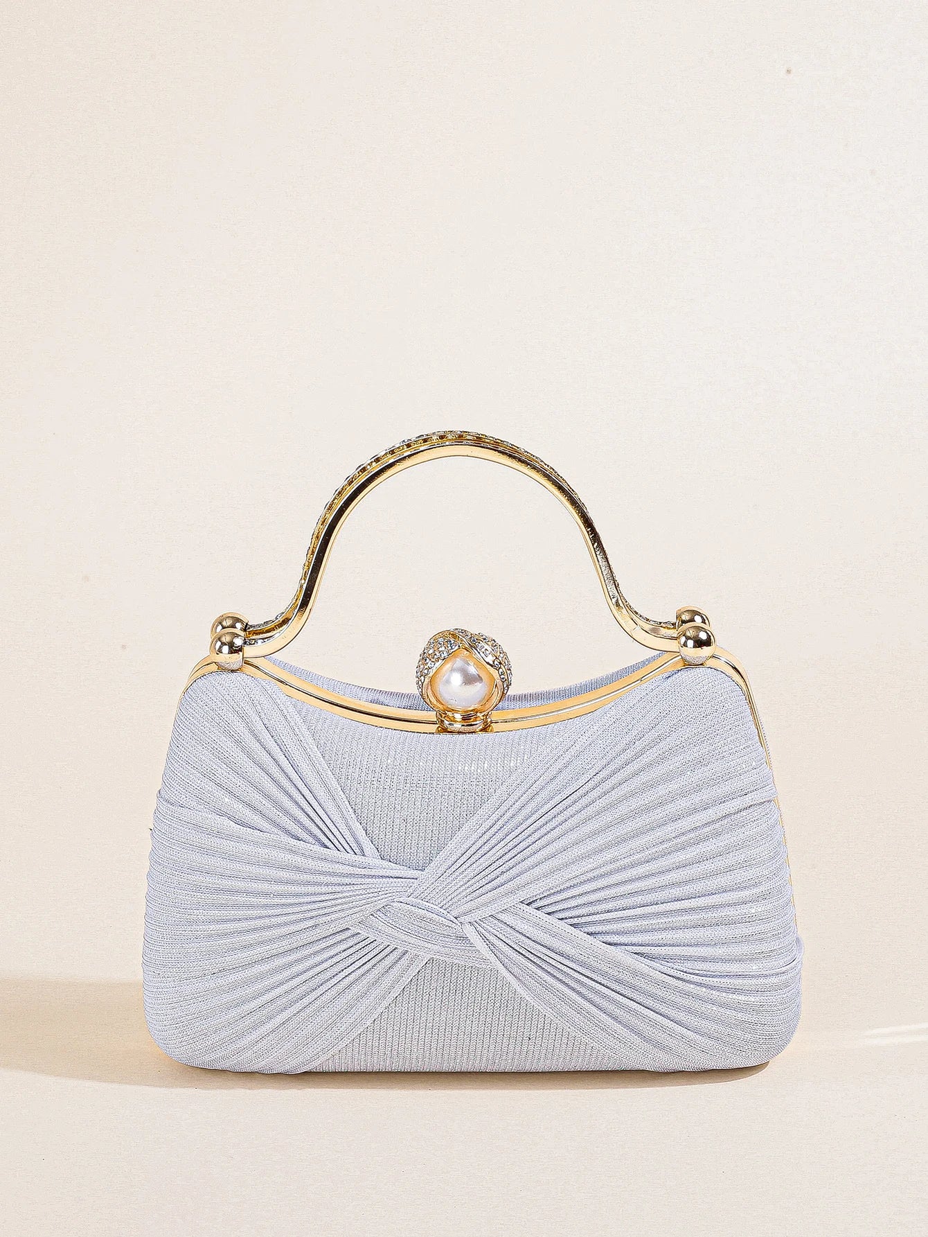 Ruched Glitter Evening Clutch Bag