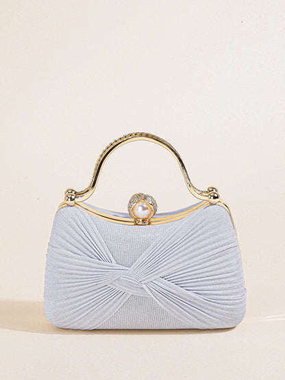 Ruched Glitter Evening Clutch Bag