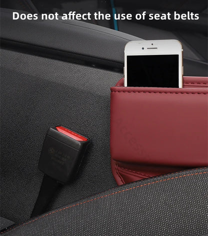 Leather Car Seat Gap Organizer with Storage Pocket