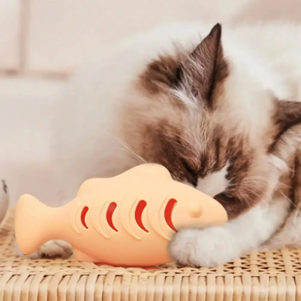 Interactive Silicone Fish Treat Dispenser Cat Toy