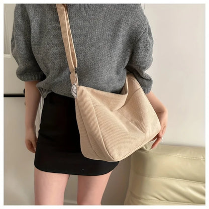 Corduroy Half Moon Shoulder Bag