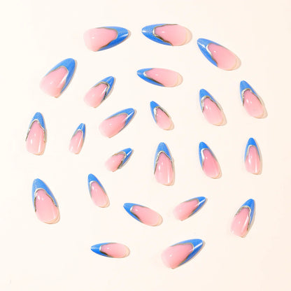 24-Piece Blue Cat Eye Almond Press-On Nails