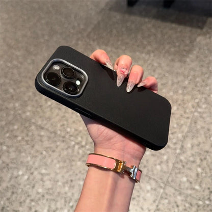 Luxury Matte Leather Phone Case For iPhone