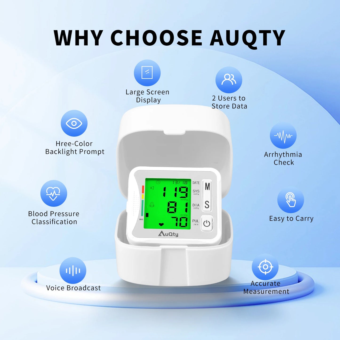 Automatic Wrist Blood Pressure Monitor with Voice Display
