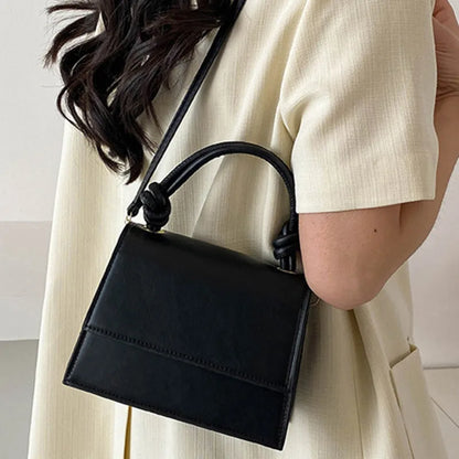 Solid Pu Leather Shoulder Bag