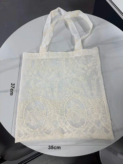 Lace Embroidered Organza Tote Bag
